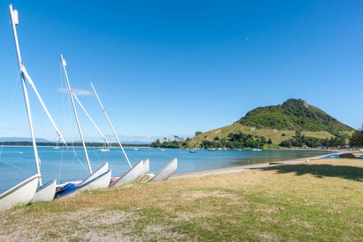 Boats on beach at Pilot Bay Mount Maunganui