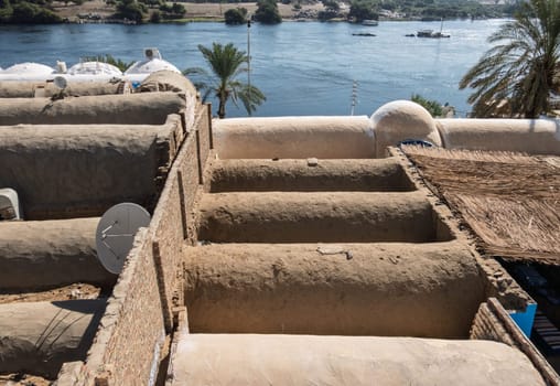 Traditional mud or clay barrel ceiling roofs on Nubian homes in Aswan, Egypt