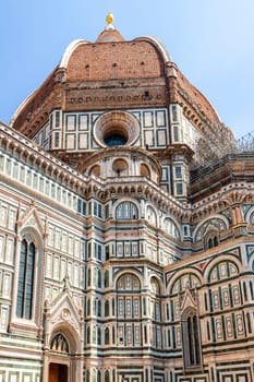 Florence, Italy - August 30, 2022: View of fragment of the Cathedral Santa Maria del Fiore in Florence, Italy