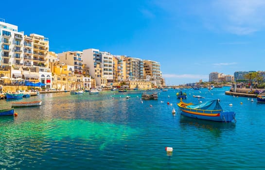 Beautiful cityscape of the Spinola Bay on Malta.