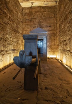 Interior of holy of holy sanctuary inside the massive temple in Edfu dedicated to Horus and Hathor