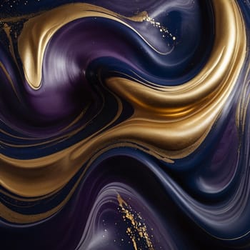 Abstract image of swirling, marbled paint in shades of deep purple and gold, creating a luxurious texture. A high-quality AI-generated photo.