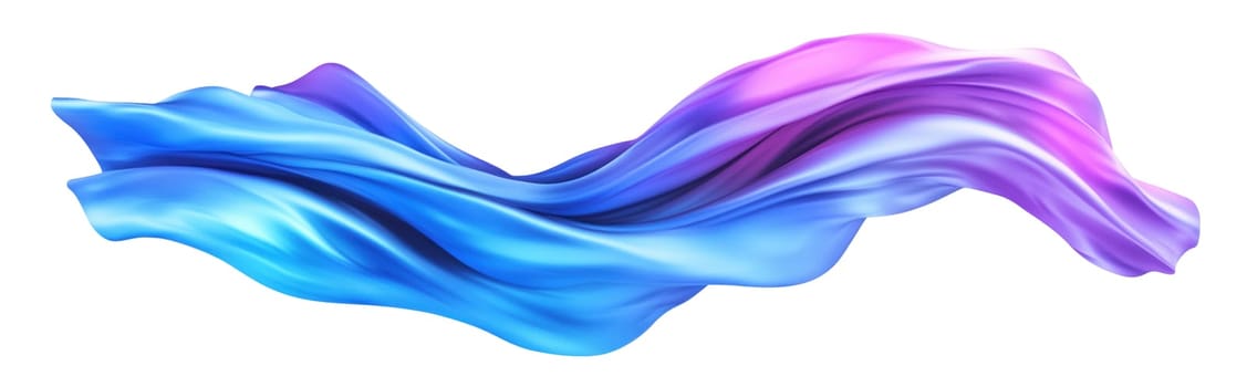 Smooth waves of blue and purple fabric flow seamlessly, creating an abstract design that captures movement and energy, suggesting elegance and creativity in a vibrant aesthetic.