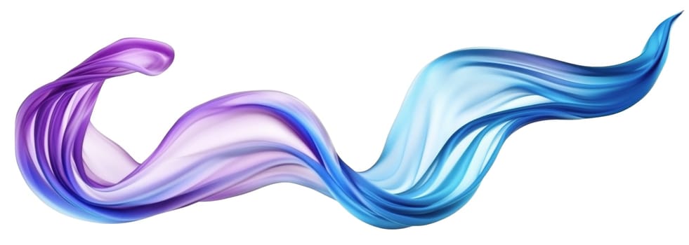 A swirling design of silk fabric undulates gracefully, showcasing rich shades of blue and purple.