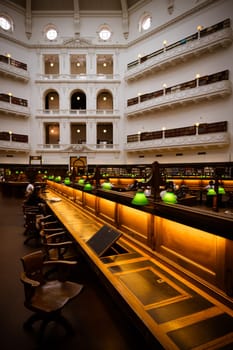 MELBOURNE, AUSTRALIA - DECEMBER 2 2023: The La Trobe Reading Room in the State Library of Victoria located in Melbourne, Victoria, Australia
