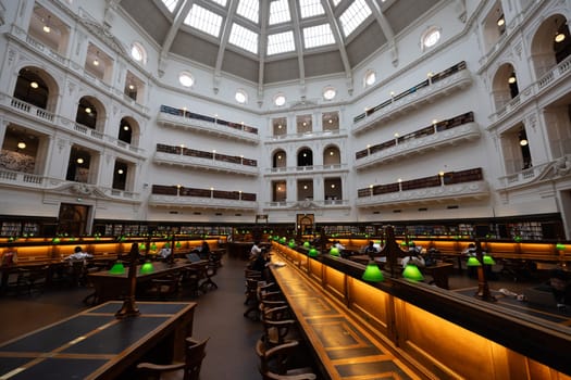 MELBOURNE, AUSTRALIA - DECEMBER 2 2023: The La Trobe Reading Room in the State Library of Victoria located in Melbourne, Victoria, Australia