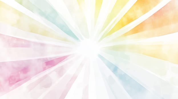 Radiant burst of pastel colors in watercolor style, abstract background design.