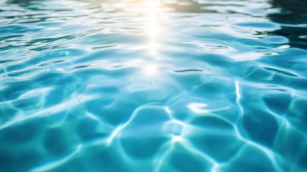 Sunlight reflecting on calm blue water with gentle ripples at dusk.