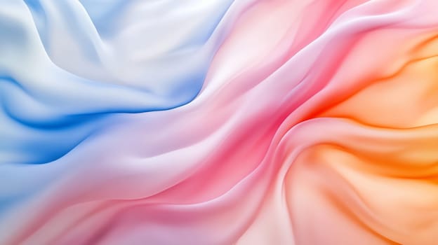 Flowing silky textures in soft pastel colors of blue pink and orange blending together.
