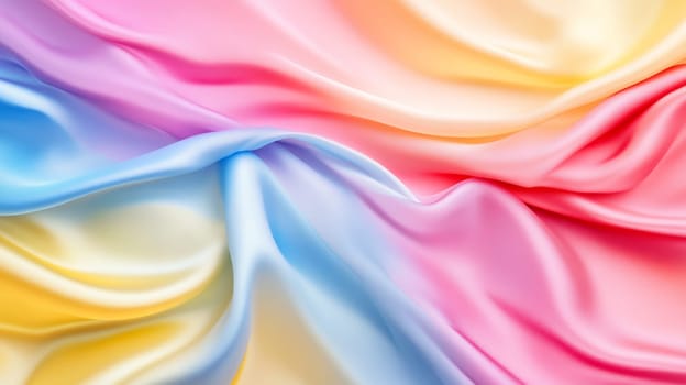 Colorful pastel silky fabric with soft waves in a gentle abstract pattern.