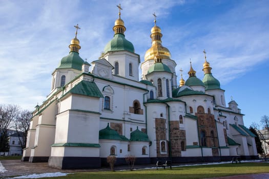 Saint Sophia Cathedral, a remarkable orthodox cathedral in Kyiv Ukraine, showcases stunning architecture with its golden domes and intricate details, attracting visitors and worshippers alike