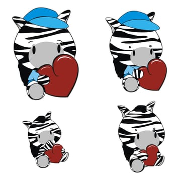 zebra baby cartoon heart set in vector format very easy to edit