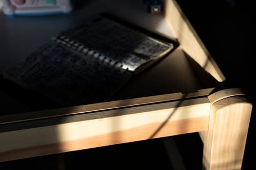 Morning Sunlight Shines Through The Drawing Table, Background for advertising and wallpaper in decoration and furniture scenes
