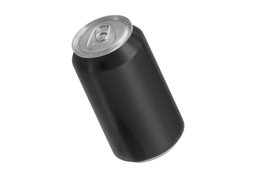 Black soda aluminum can on white background
