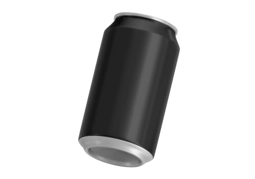 Black soda aluminum can on white background