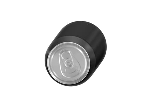 Black soda aluminum can on white background