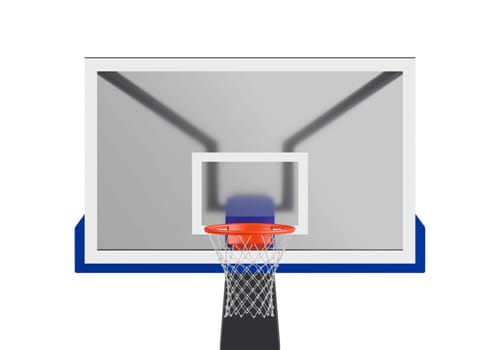 Professional basketball hoop and backboard front view
