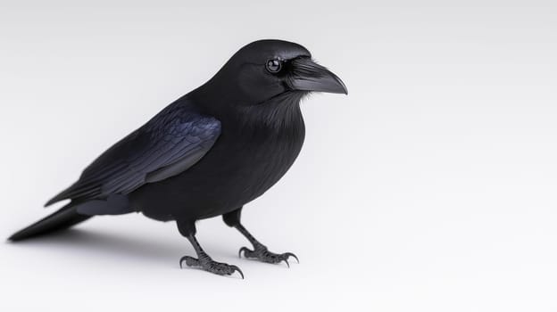 A raven with glossy black feathers showcases a brilliant ring clutched tightly in its beak. The scene captures the bird's keen eyes and sharp features while displaying its striking details.