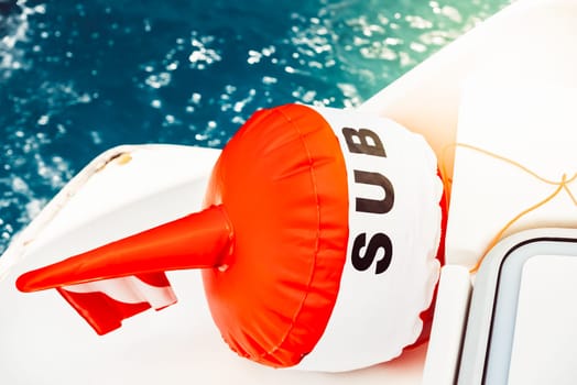 Buoy floating in ocean with vibrant water texture, background, 