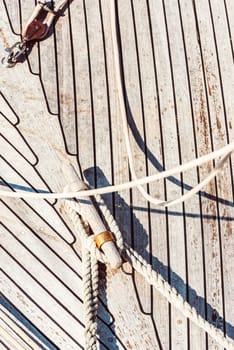 Sailboat deck texture with ropes and shadows, background, 