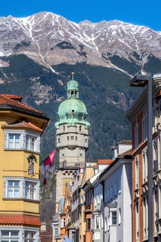 The historic city tower of Innsbruck called Stadtturm