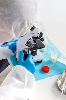 Examine milk in the laboratory. Selective focus. medicine