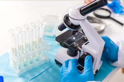 Examine milk in the laboratory. Selective focus. medicine