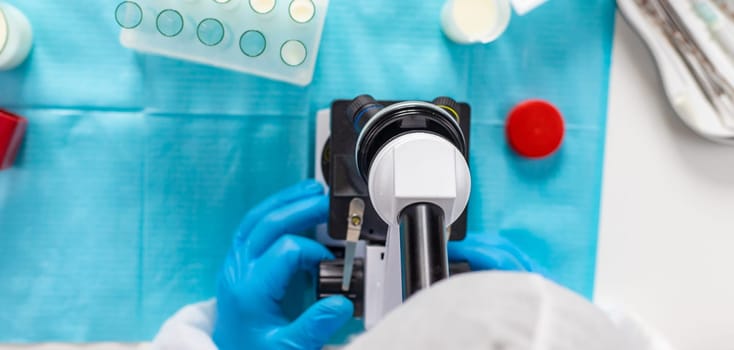 Examine milk in the laboratory. Selective focus. medicine