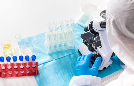 Examine milk in the laboratory. Selective focus. medicine