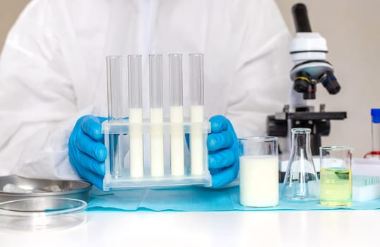Examine milk in the laboratory. Selective focus. medicine