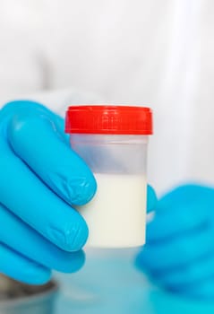 Examine milk in the laboratory. Selective focus. medicine
