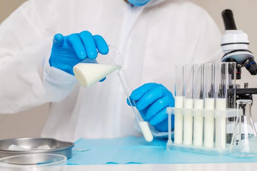 Examine milk in the laboratory. Selective focus. medicine