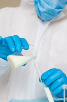 Examine milk in the laboratory. Selective focus. medicine