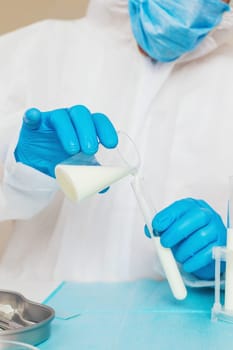 Examine milk in the laboratory. Selective focus. medicine