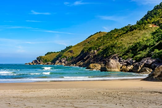 Deserted Bonete beach on the island of Ilhabela on the northern coast of the state of Sao Paulo