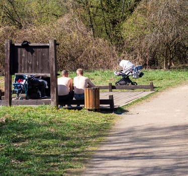 People enjoying first warm days outdoors