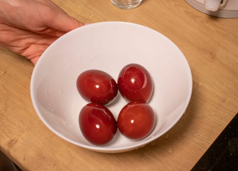 Easter eggs just colored with onion peel