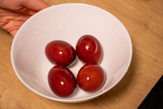Easter eggs just colored with onion peel