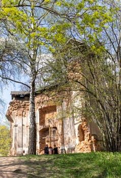 Minsk, Belarus - 05.04.2025 - Chapel-tomb of the Prushinskys, located in the Lošyсki Park