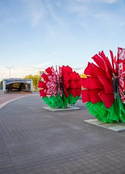 Minsk, Belarus - 05.04.2025 - City is decorated for celebration of victory day of the second world war