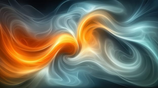 Swirling patterns of orange and blue create a calming fractal design. The smooth transitions between colors evoke a sense of tranquility and chaos, blending beautifully into one another.
