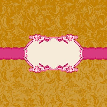 Template vector frame design for greeting card, invitation. Background - floral seamless pattern.