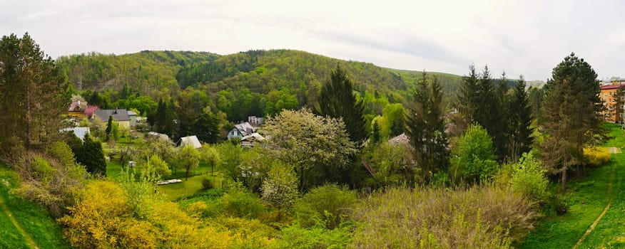 Beautiful traditional spring landscape in the Czech Republic. Nature in spring time in Europe.