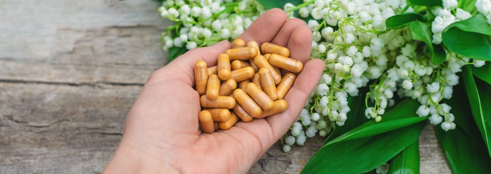 Lily of the valley and flowers supplements. Selective focus. nature.