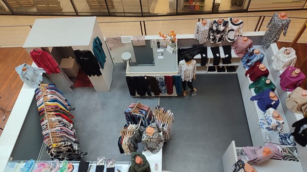October 22 2024 Hradec Kralove, Czech Republic Europe, Kralov region, Kralovehradecky kraj, Clothing retail display. High quality photo editorial interior