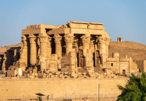 Magnificent temple of Sobek and Horus stands above the River Nile at Kom Ombo
