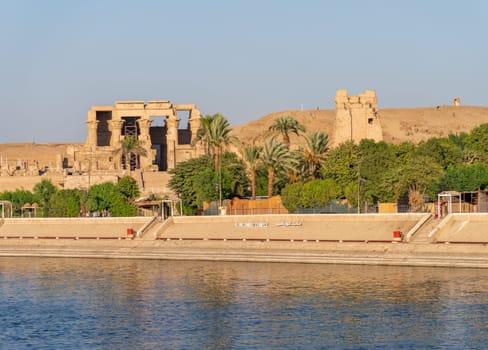 Magnificent temple of Sobek and Horus stands above the River Nile at Kom Ombo