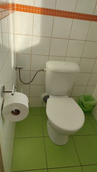 Toilet paper bathroom room indoor furniture house hotel apartment building architecture interior design decor ceramic floor wall . High quality photo objects