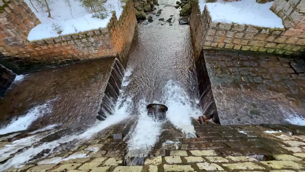 An aerial view captures cascading water banks, showcasing natures beauty along with innovative engineering