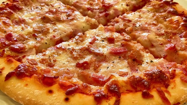 A tantalizing closeup of delicious cheese pizza slices beautifully arranged on a plate, ideal for any food lover